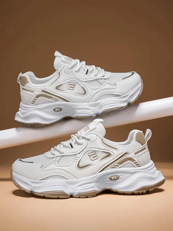 Men's Letter Print Lace Up Low Top Sneakers, Casual Lightweight Breathable Comfortable Sports Running Shoes, Perfect for Students and Outdoor Sports, Closed 1