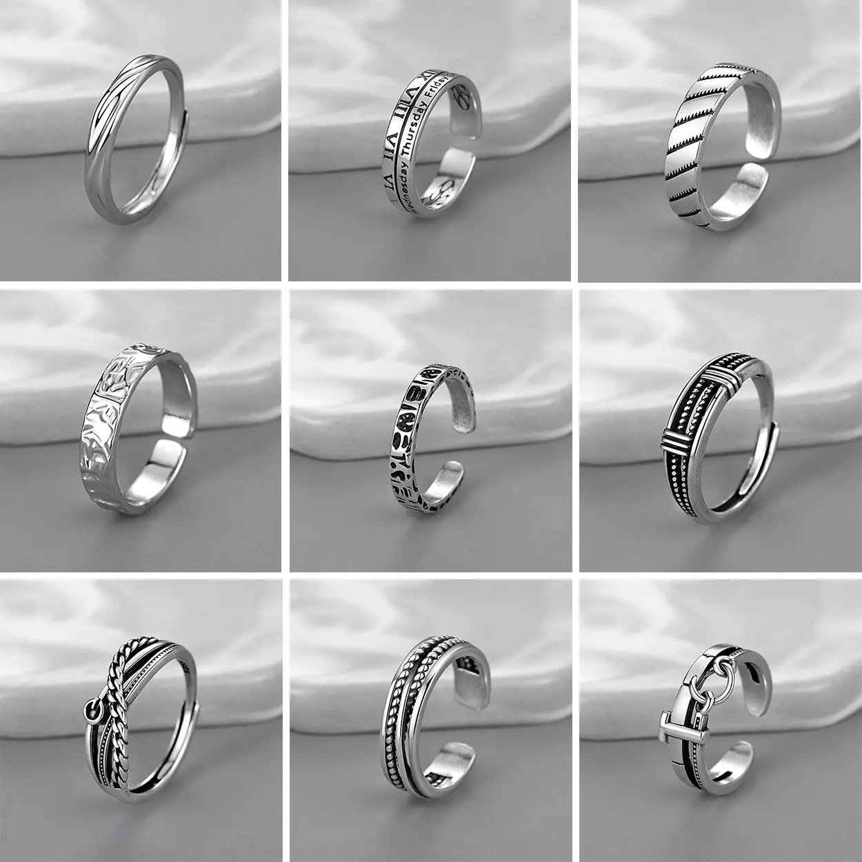Nhẫn Hở, Xu Hướng Ngầu, Dây Chuyền Bện Cá Tính, Phong Cách Cổ Điển Nhẫn Đơn Cho Nam, 2 Kiểu Có Sẵn