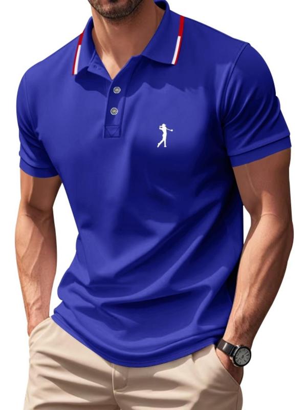 Men's Cartoon Print Mock Neck Polo Shirt, Regular Fit Casual Short Sleeve Top for Summer, Fashion Men's Clothes for Daily Wear, Tropical 4
