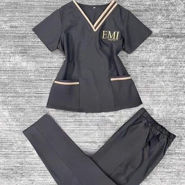 Đồng phục spa cho nail cho nữ . cổ tim viền lé vải cotton lạnh loại 1 - Women Top ( Áo+ quân ) scrubs scotim dongphuc