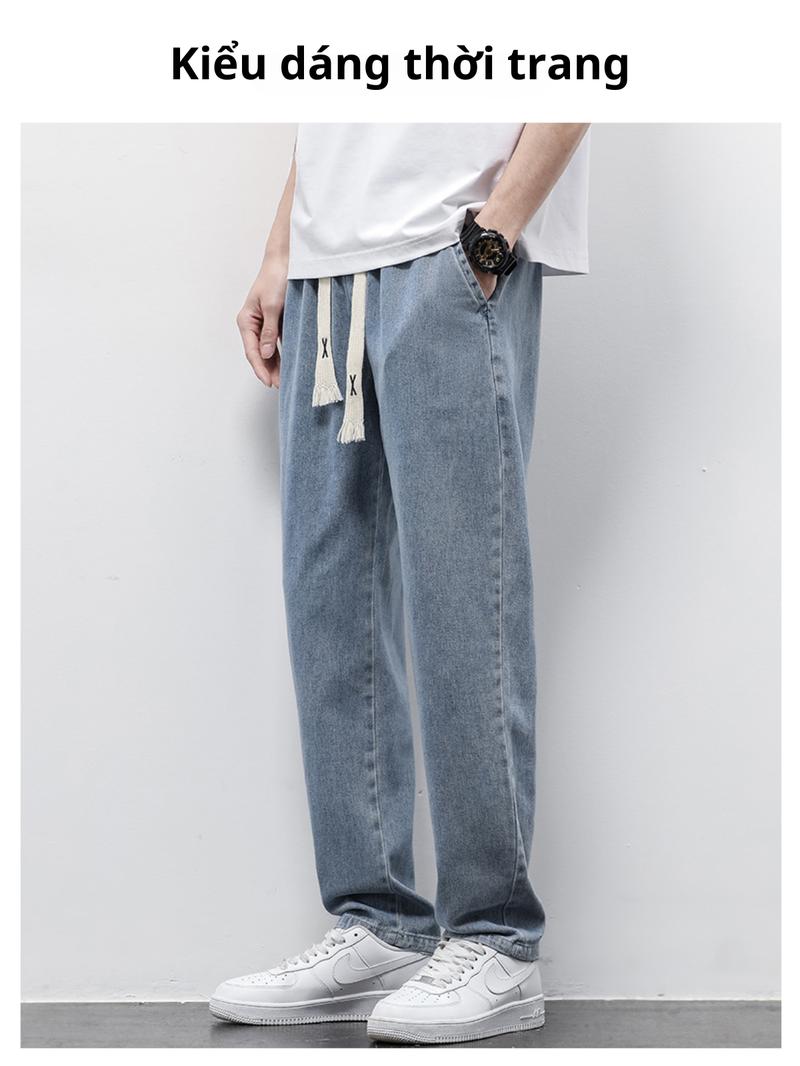 Product Introduction of Quần jean baggy nam cạp chun dáng suông XMAX quần bò cạp cao phong cách Hàn Quốc B137 Menswear Pants 21