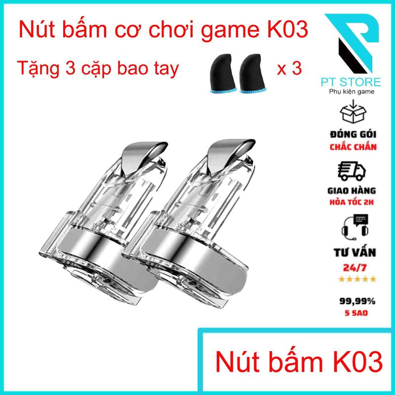  Nút bấm cơ chơi game K03 - Thiết kế trong suốt - Độ rộng cao lắp được ốp lưng - Không phát ra tiếng ồn 