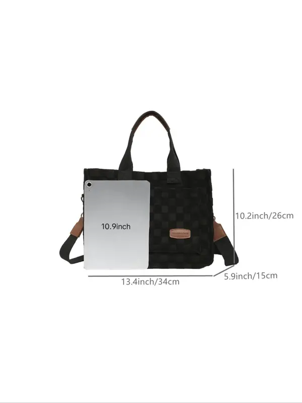 Women's Solid Color Tote Bag, 2025 New Style Fashionable Large Capacity Shoulder Bag for Daily Used, Casual Trendy Versatile High-quality Daily Commuting Bag 1