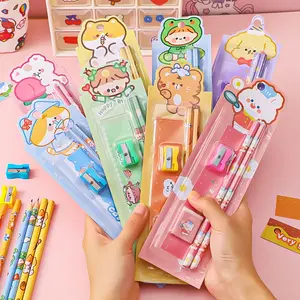 BISA COD S5692 Set Alat Tulis 5 in 1 Karakter / Mini Stationery Set Character Penghapus Pensil