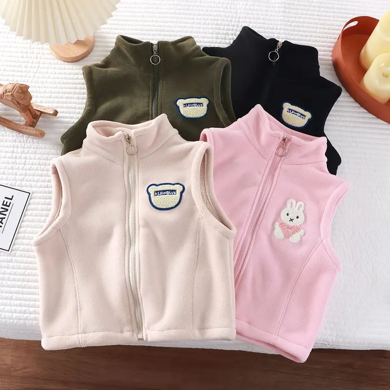 Áo Vest Trẻ Em, HK, Bộ Sưu Tập Thu Đông 2024, Áo Gi-lê Lông Cừu Olympic, Dành Cho Bé Trai Và Bé Gái, Áo Mặc Bên Ngoài Giữ Nhiệt, Mềm Mại Và Thoải Mái, Kiểu Áo Cardigan 0