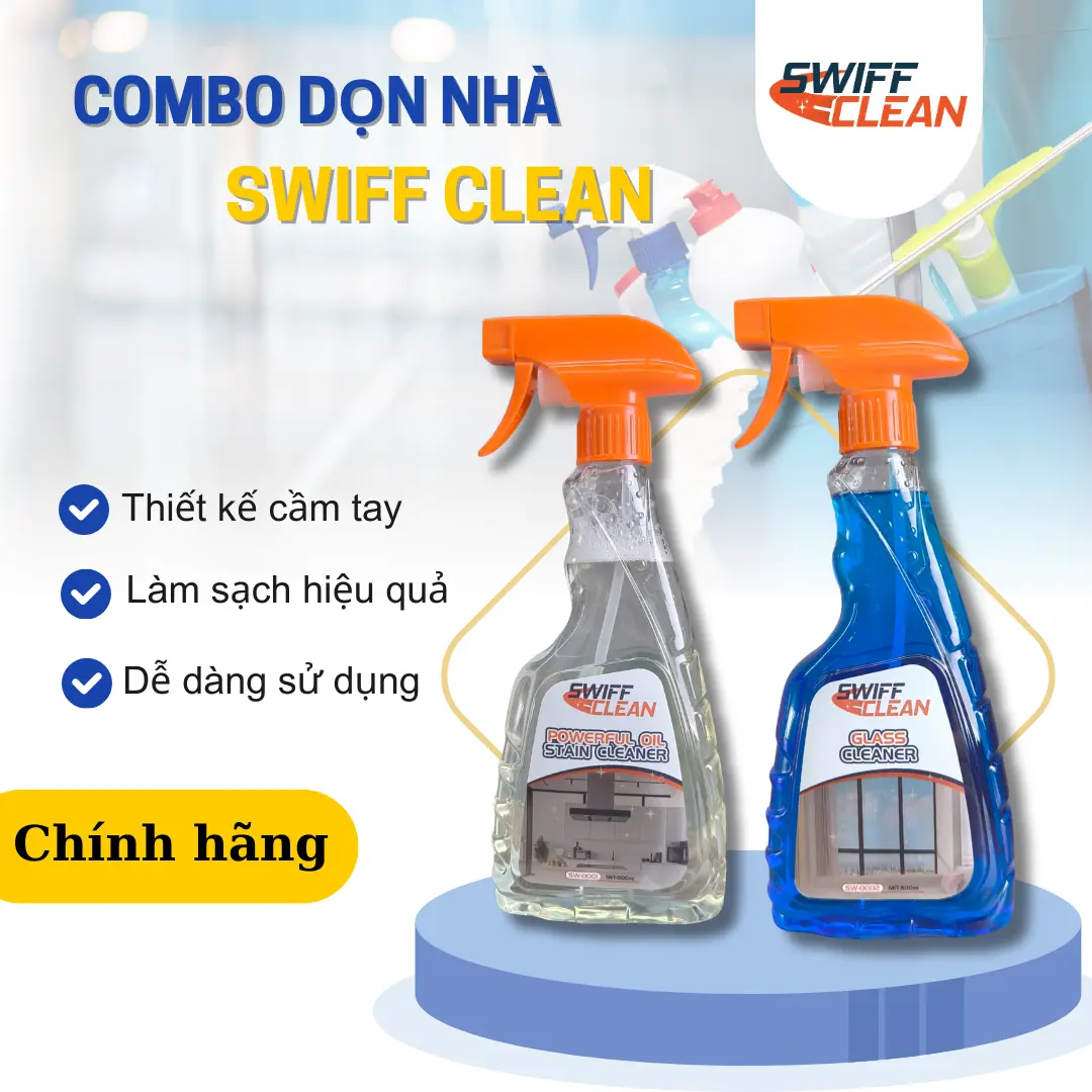 SWIFFCLEAN Nước Lau Kính, Nước Lau Nhà Bếp Làm Sạch Vết Dầu Mỡ Cứng Đầu Trên Bề Mặt, Không Cặn, Không Hại, An Toàn Khi Sử Dụng 500ml