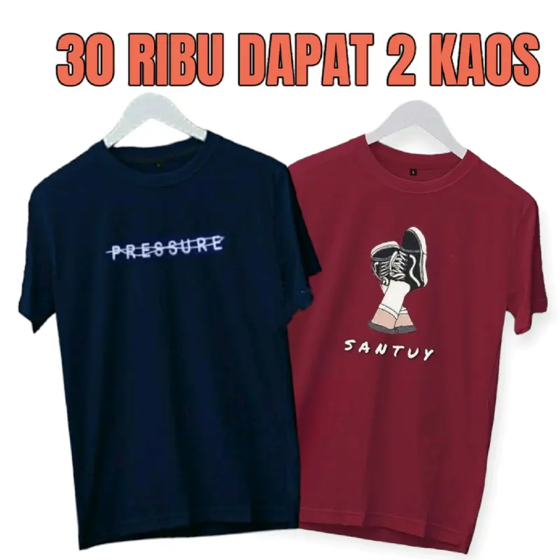 KAOS DISTRO PRIA 30RIBU DAPAT 2 KAOS Katun Santai Lembut Motif Sablon Keren 0