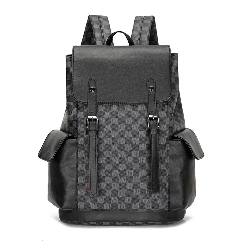 Cặp Đi Học Cá Tính Balo Da PU Nam Nữ Cao Cấp Bag Caro Chống Nước Đựng Laptop BA03 6