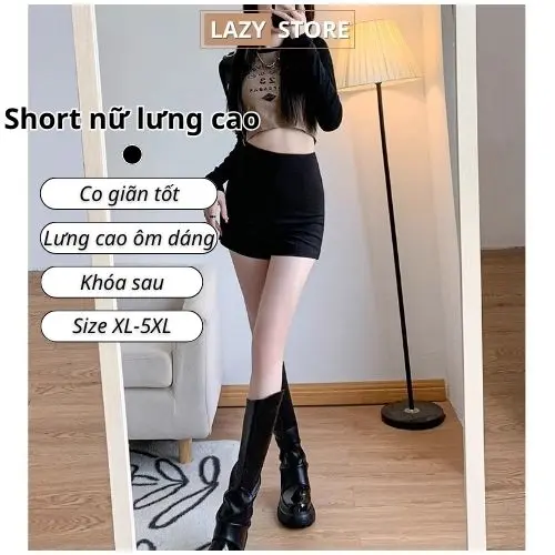 Quần short nữ Bigsize cỡ lớn lưng cao chất vải co giãn 4 chiều S1 Lazy Store 3