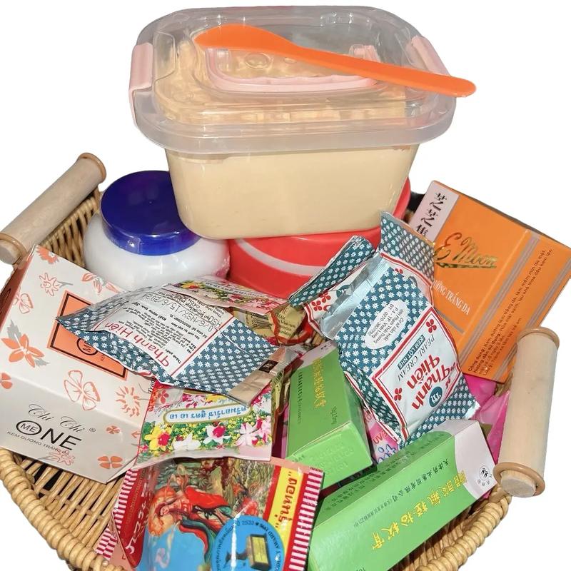 TOA KEM TỬA SỢI ủ trắng nhanh 400g ( nguyên liệu thái việt về nhà tự trộn - tặng kèm hủ đụng + bọc nhồi kem và muỗng )