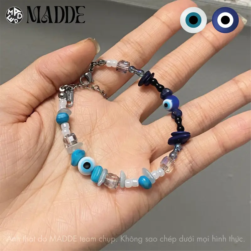 Vòng tay phối mắt quỷ thủy tinh Evil eyes xỏ đá thiết kế THEO YÊU CẦU - MADDE/Custom/Mix 0