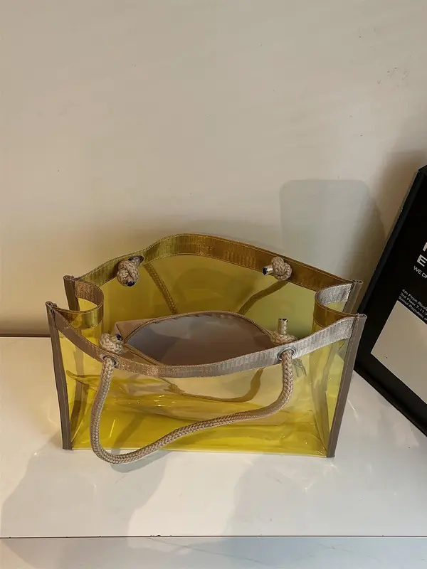 Fashionable Clear Tote Bag, Casual Versatile Shoulder Bag for Women, Trendy All-match Bag for Daily Use 0