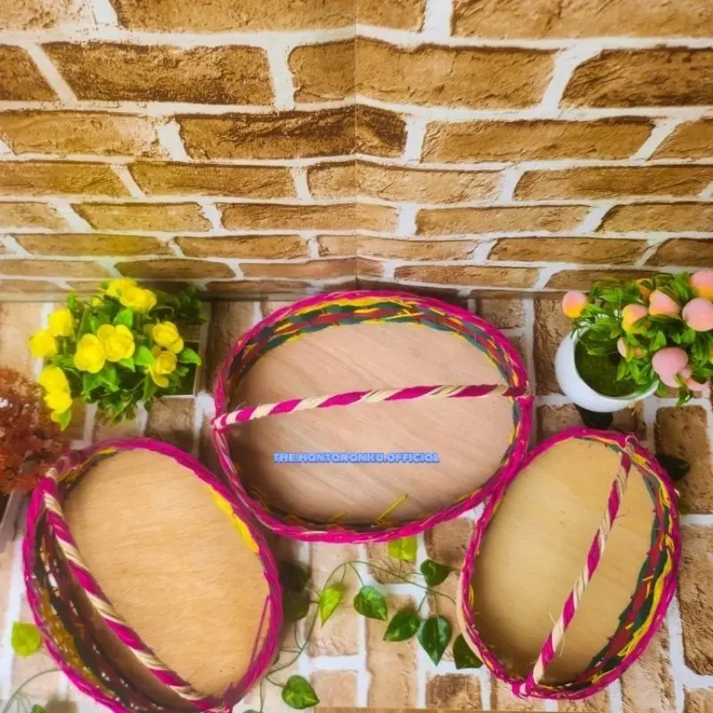 KERANJANG PARCEL ROTAN 1 SET ISI 3 MODEL SILANG WARNA 2