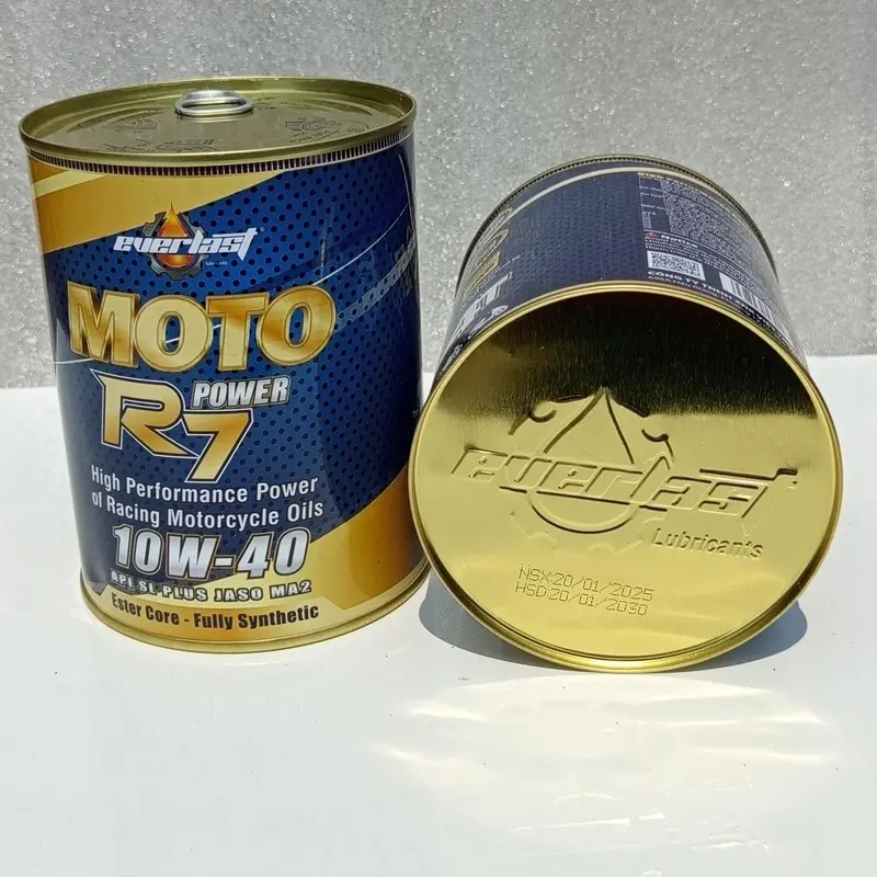 Combo 2 lon Dầu Nhớt xe số/côn tay - Everlast MOTO R7 POWER 10W40 SL 0.8L JASO MA2 - Kèm 1 chai nước làm mát động cơ 8