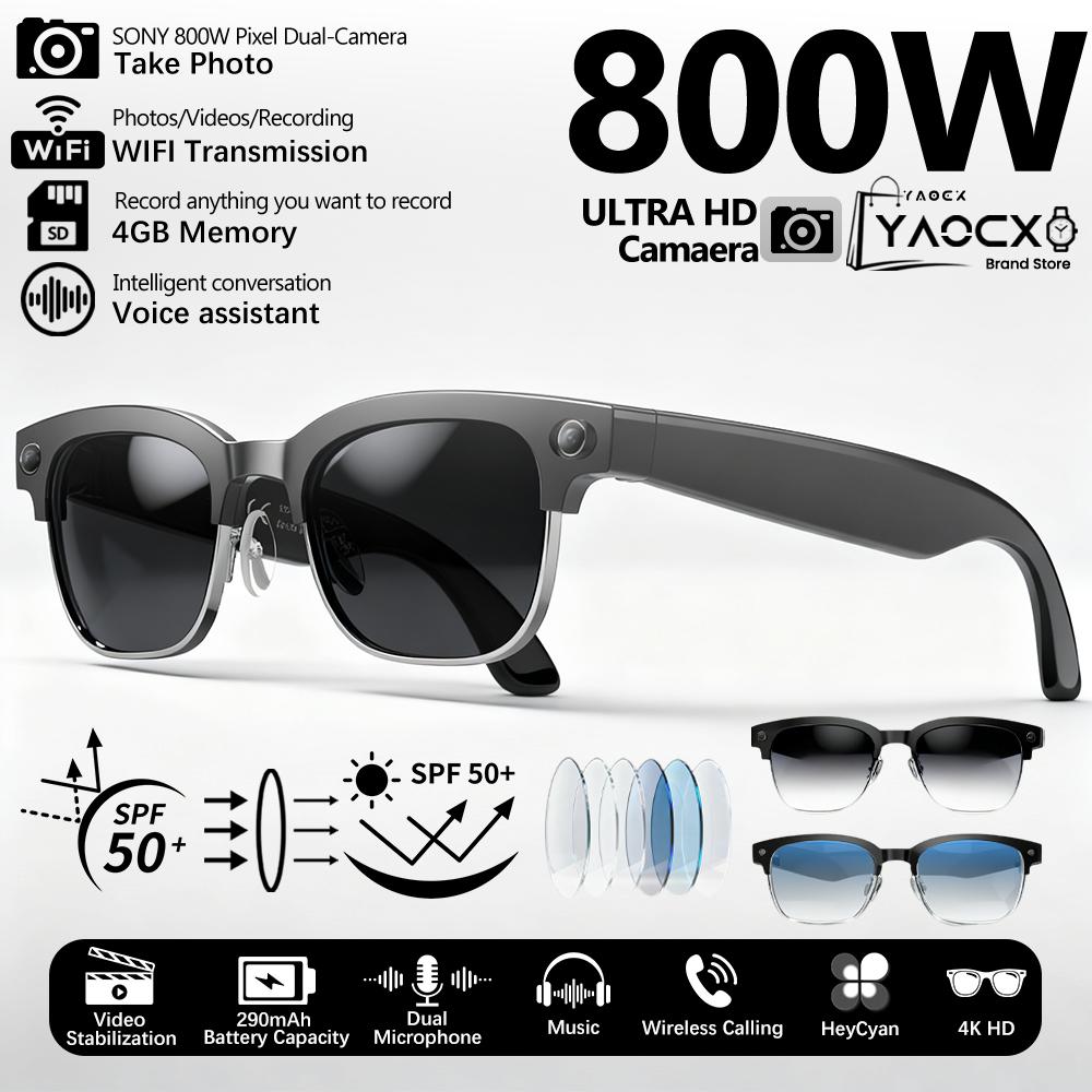 2026 4K HD Smart Glasses With 800W Ultra-Wide Camera Video Recording 4GB AI Photo Recognition Bluetooth Call Translation Voice - Image 2
