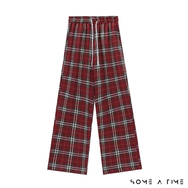 Product Introduction of Quần Kẻ Caro Ống Suông Rộng Sometime 8 Màu Nam Nữ Unisex Có Giải Rút Vải Không Xù Mặc Đi Chơi Đi Ngủ-CR01 Ong Menswear 5