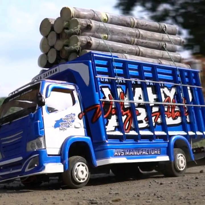 Mainan anak miniatur truk oleng kayu asli Wahyu abadi full variasi lampu oleng dan bonus terpal