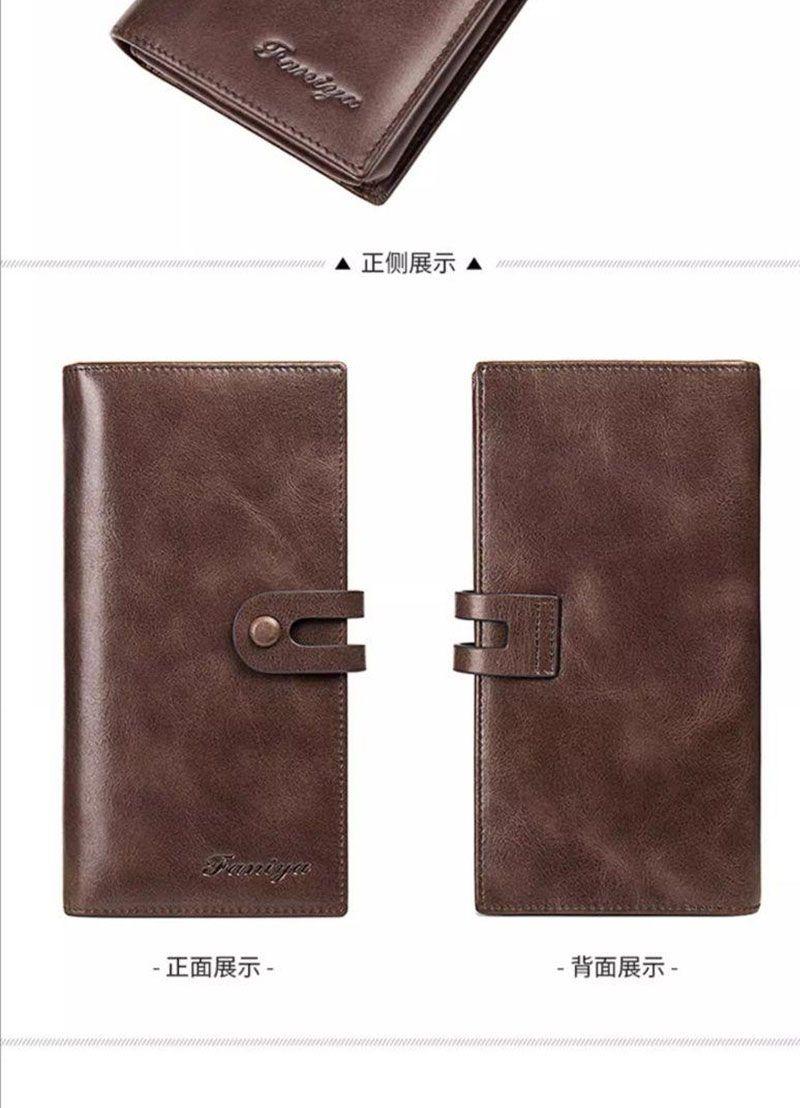 Product Introduction of Beg Tangan Dompet Panjang untuk Lelaki, Diperbuat daripada Kulit Lembu Tulen, Reka Bentuk Berbilang Lapisan, Warna Coklat Gelap, Boleh Menampung Kad, Beg Dompet Lelaki, 2025 Dompet Bertuah Bags wallet  design korea 15