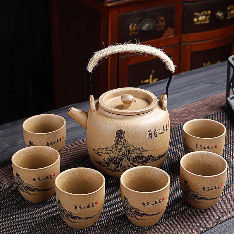 Bộ ấm chén uống trà chất liệu gốm nung thủ công, Bộ ấm tách trà họa tiết cổ điển cao cấp bộ 1 bình trà và 6 chén. Bảo hành 2 năm trên toàn quốc, đổi mới 7 ngày đầu nhận hàng. 7