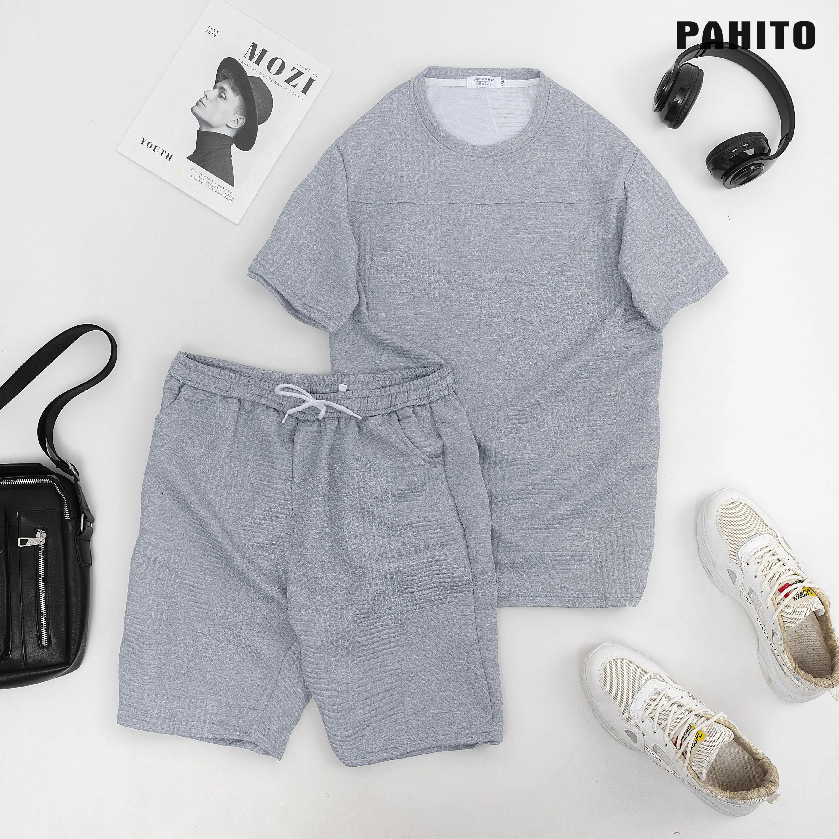 Đồ bộ nam mặc nhà mùa hè chất vải Cotton xốp vân nổi