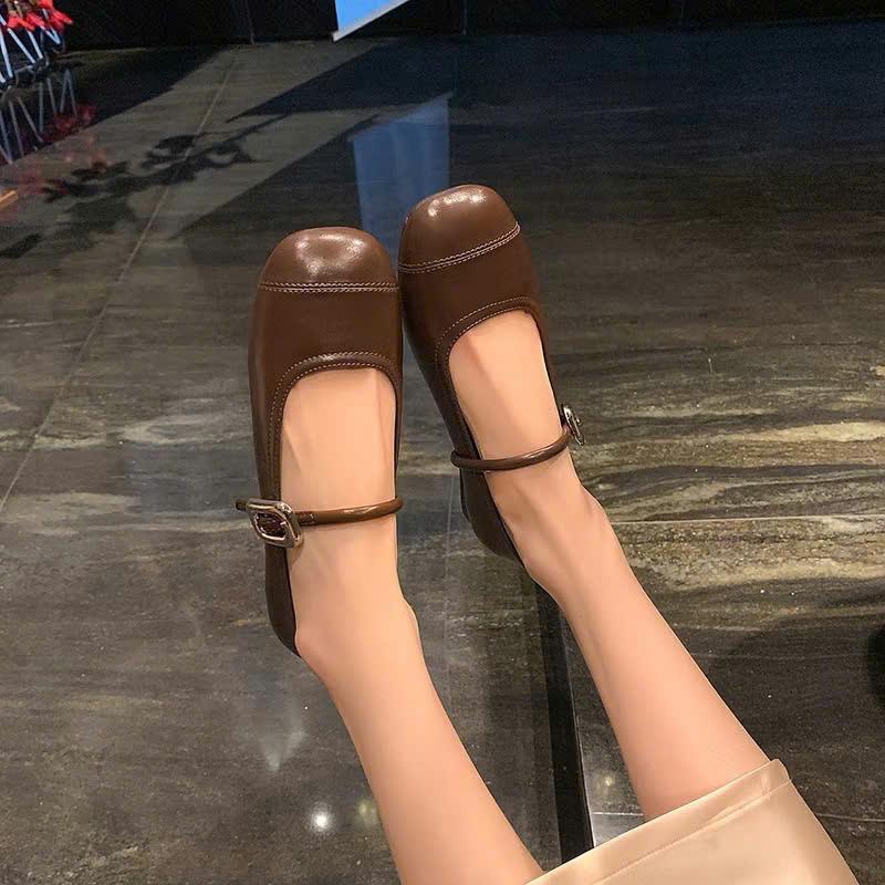Giày Búp Bê Mũi Tròn Da Mềm Đế Bệt Đi Êm Chân Shoes 5