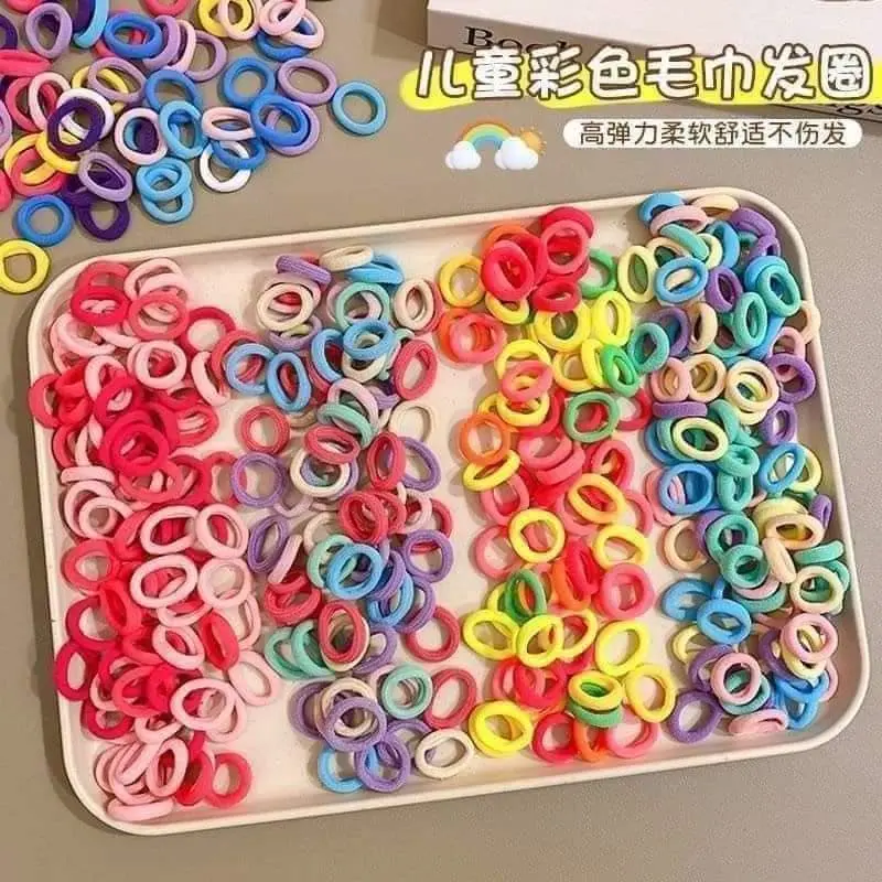 Túi Chun 500 Chiếc Cho Bé Trộn Màu Phụ Kiện Tóc Cài Tóc 6