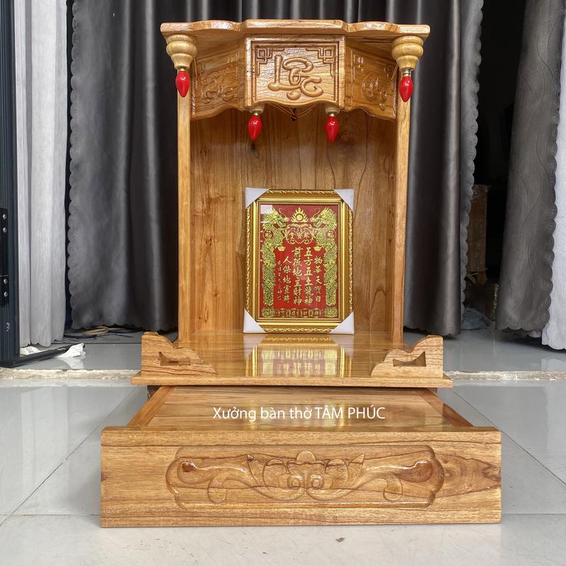 SALE RẺ NHẤT_PHÚC LỘC THỌ Bàn thờ thần tài tủ thờ ông địa gỗ xoan đào màu vàng màu nâu chạm Phúc - Lộc - Thọ kích thước vừa nhỏ mini 38cm 42cm giá tốt tận xưởng Decor Phòng Trang Trí Nhà