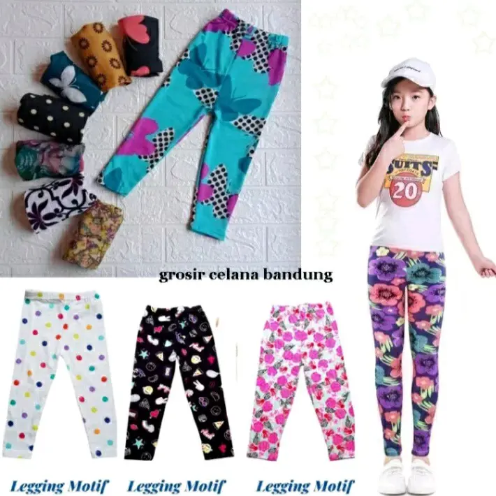 Promo Celana Lagging Anak Motif Random Bunga / Leging Motif Anak Random Bunga Bunga Pinggang Tinggi 1