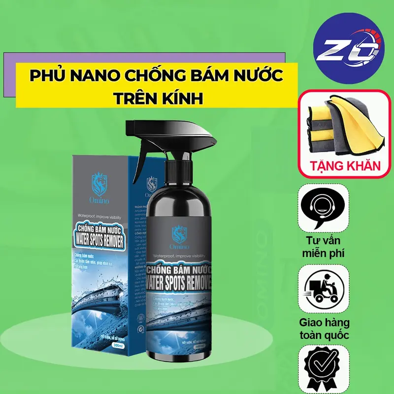 Chai xịt chống bám nước trên kính gương xe dung tích 300ml chống đọng nước mưa nano cải thiện tầm nhìn oto omino 0