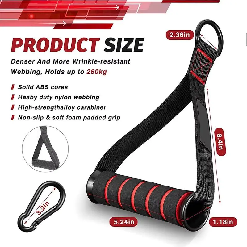 D-Ring Metal Gym Handles Grip Workout Heavy Duty Cable hine Handle with Hook for Home  Bands Fiess Accessories