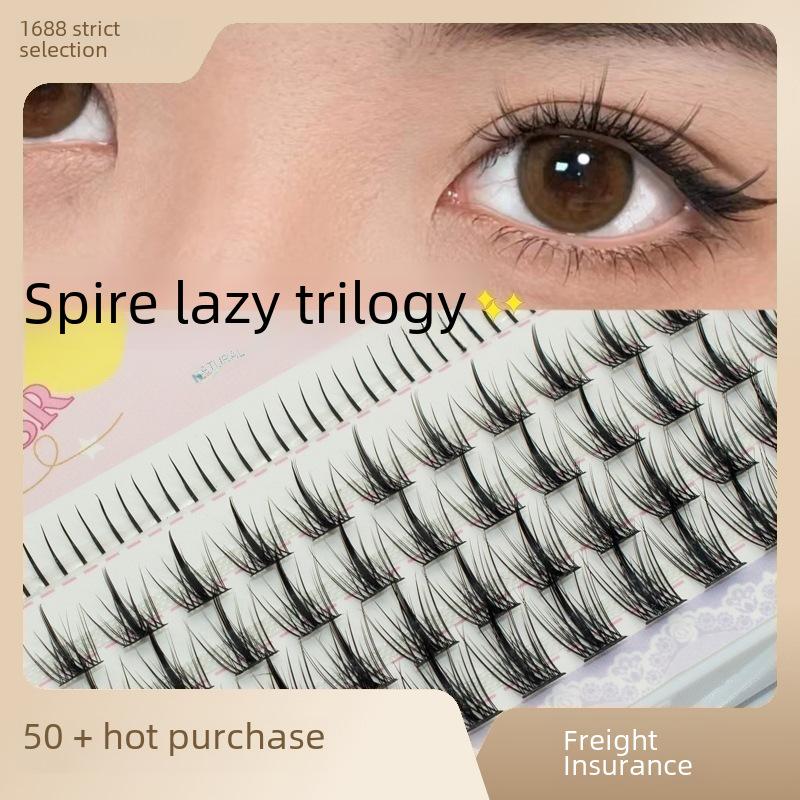 Mengshu'er Tower Tip Wheat Little Devil False Eyelashes Female Eyelash Trilogy Natural Devil Cartoon Eyelashes Hard Stem it cosmetics 0