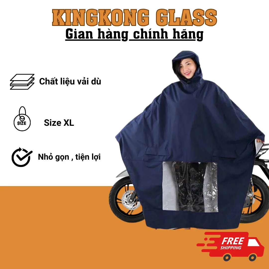 Áo mưa cánh dơi vải dù tổ ong OCEAN 1 đầu chống thấm, chống nước kèm túi
