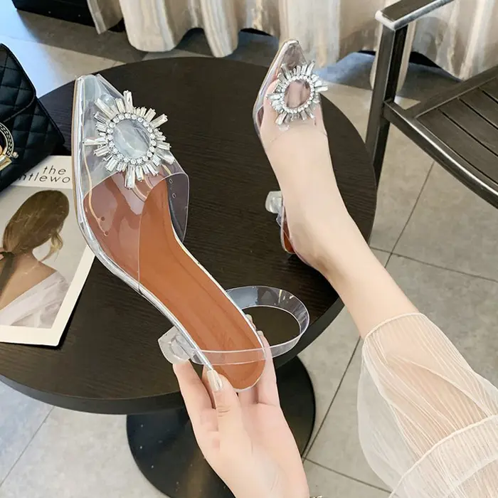 AGI0129 Heels Transparan Wanita Bohemian Hak 7cm 3cm Bisa COD (With Box) Shoes 2