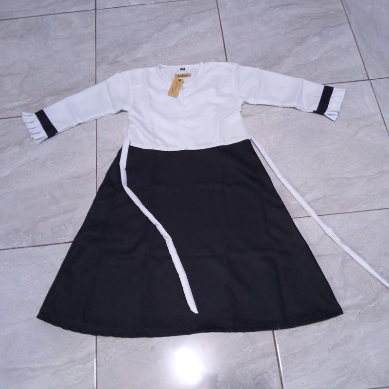 Product Introduction of set gamis hitam putih /seragam sekolah anak Paud TK MD bahan katun toyobo usia 3-11tahun Katun Polos Hitam Putih 6