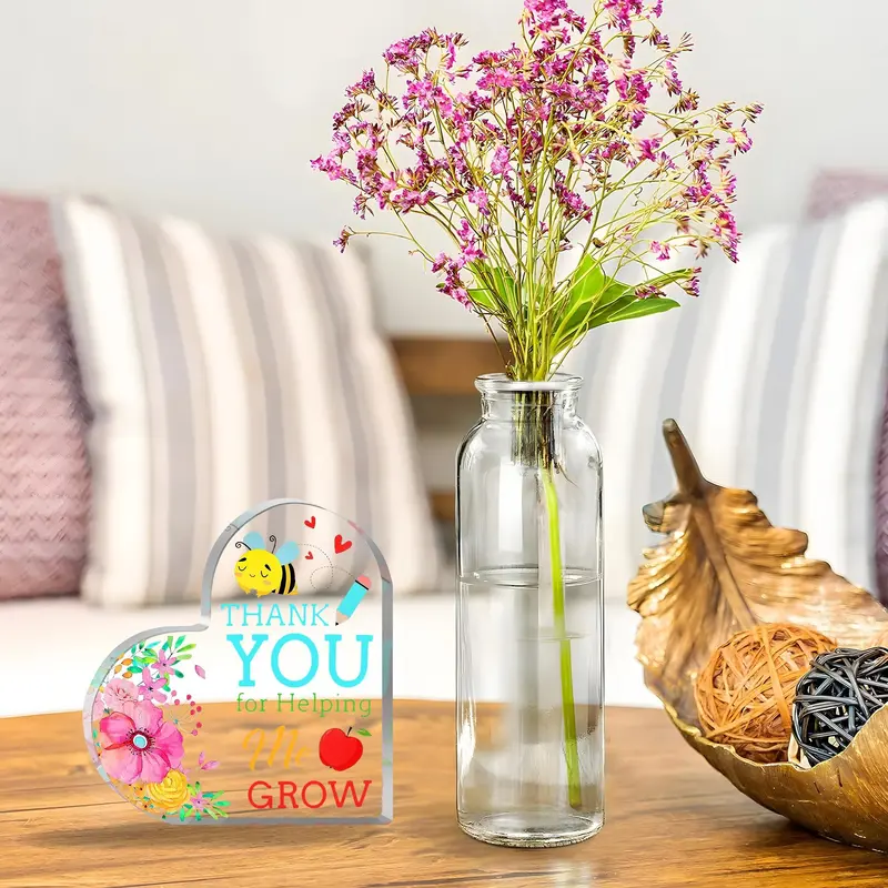 Thank You Acrylic Ornament, 1 Count Unique Birthday Gift for Elders, Teachers, Friends, Sister and Best Friend, Flowers, Decorations 3