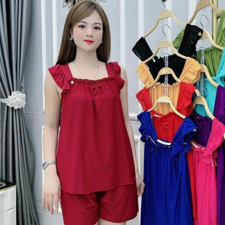 Bộ ngủ nữ, đồ bộ đùi thun lạnh tay cánh tiên