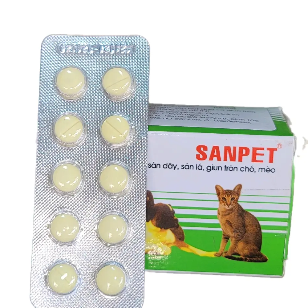 Viên Sanpet Sạch Sán Dây, Sán Lá, Giun Tròn Chó Mèo