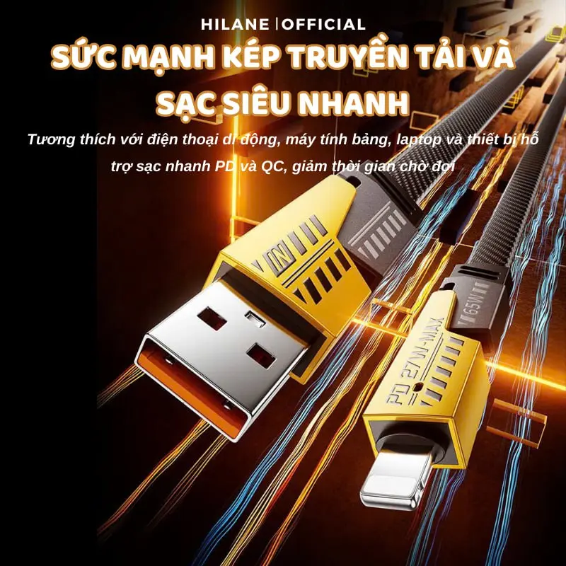 Combo 3 Cáp Sạc Nhanh Kèm 1 Củ Sạc 68W  Đa Năng 8