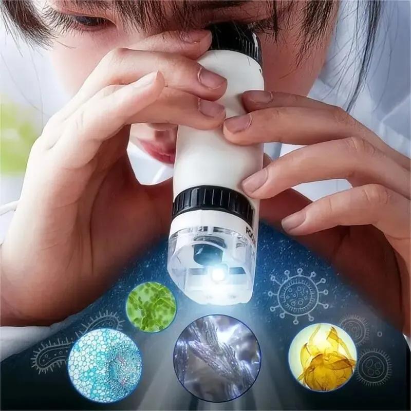 Product Introduction of Handheld Microscope Kit Lab LED Light 60X to 120X Home School Biological Science Educational Toys For Children Birthday Gift 15