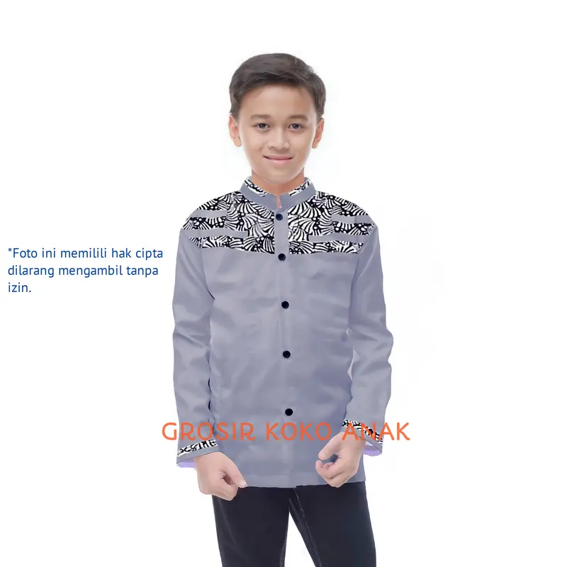 Baju Koko Anak Laki-Laki Muslim Cowok Atasan Lengan Panjang Premium Murah Terbaru Katun Nyaman 1