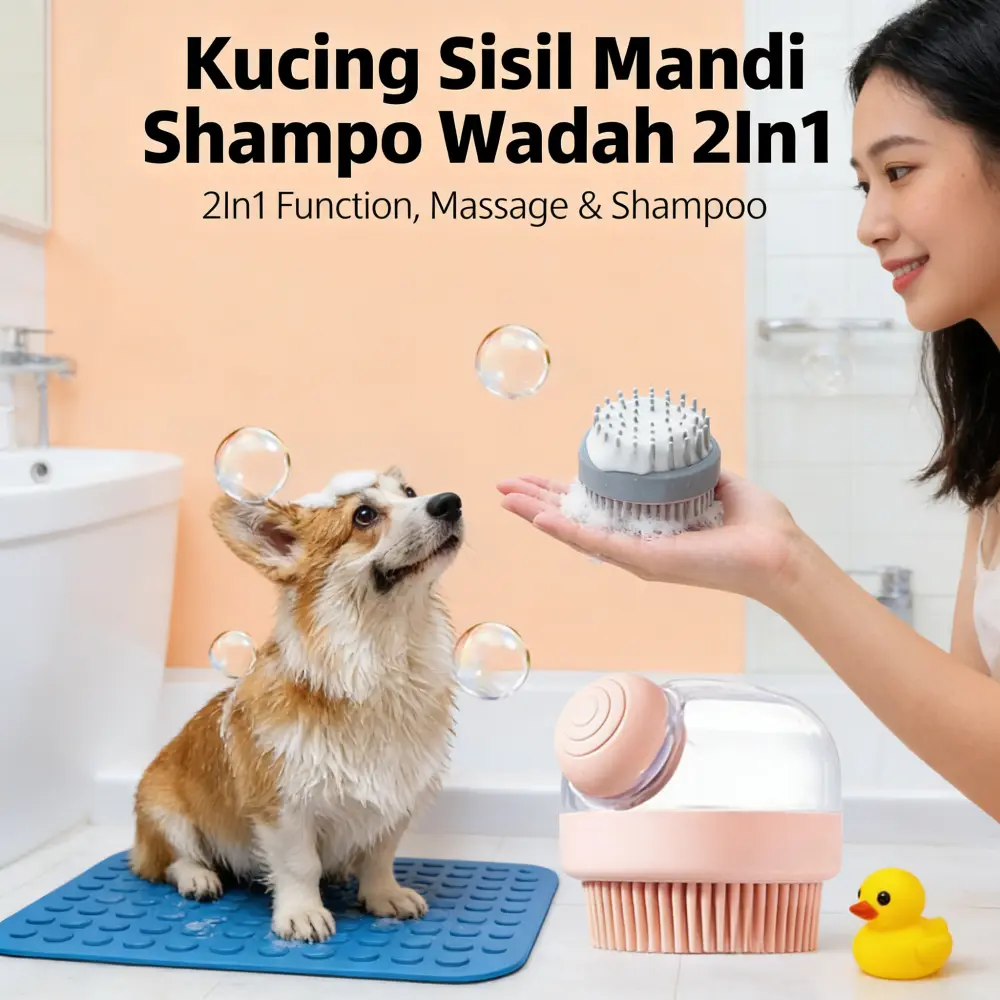 Keruk Pijat Silikon Hewan - Mandi Kucing & Anjing Otomatis Sabun, Anti Rontok, Stres, Antilekat, Penghilang Bau, Ergonomis - 80ml