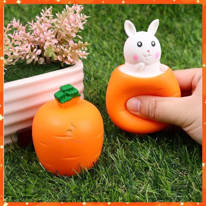  Thú Bóp Xả Stress Đồ Chơi Thỏ Trắng Squishy Trong Củ Cà Rốt Dễ Thương 