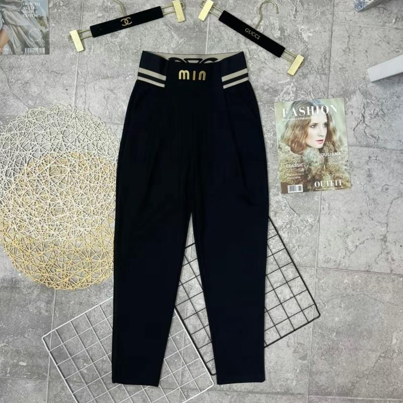 Quần thiết kế kiểu dáng baggy tôn dáng  cạp thiết kế khâu chữ min chắc chắn Có Túi Pants Nữ Women 3