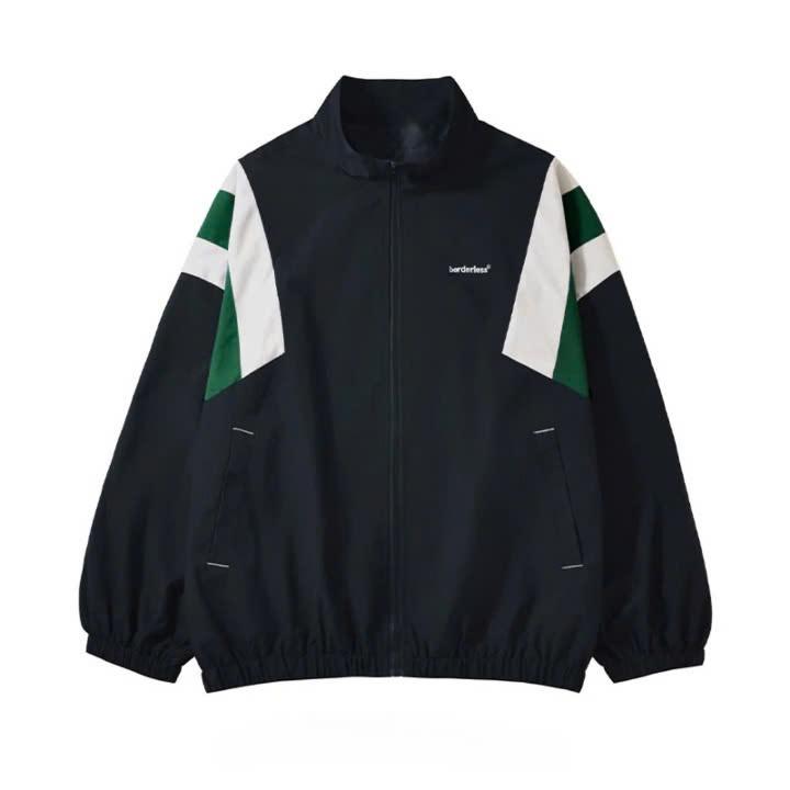 Áo khoác gió BAZI nam nữ dáng rộng, cổ trụ cao, logo thêu nổi phối vai siêu năng động Menswear Jacket Unisex áo khoác  3 sọc