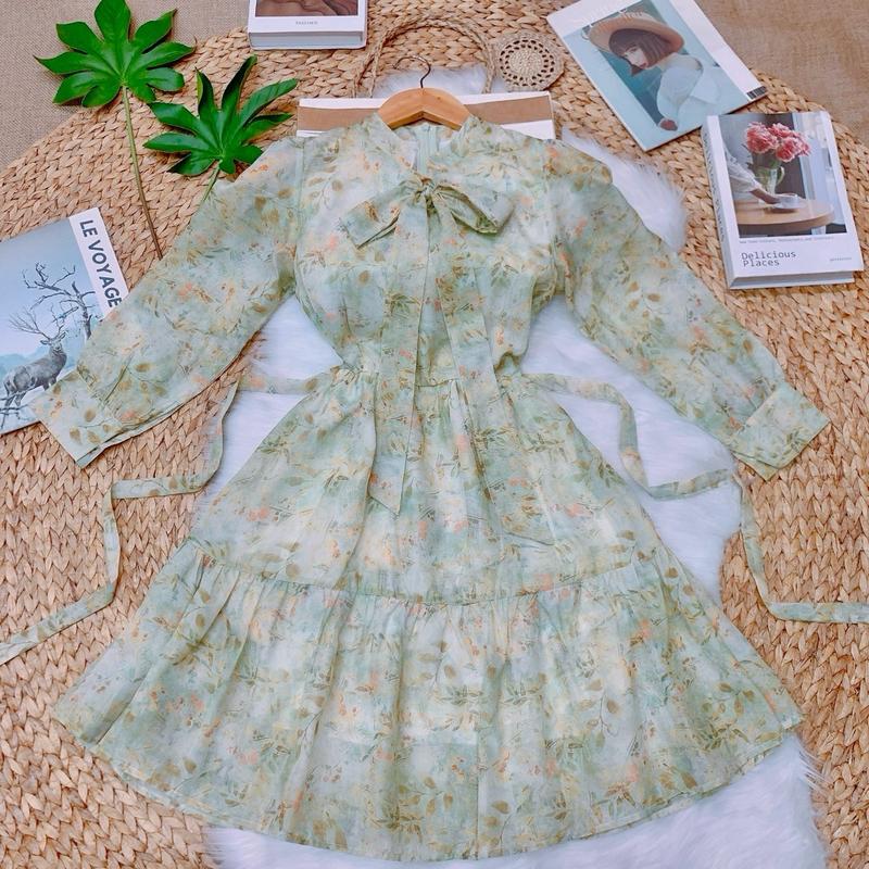 Đầm tiểu thư cổ nơ tay dài. Đầm đi tiệc. Đầm vintage  B314 B483 4