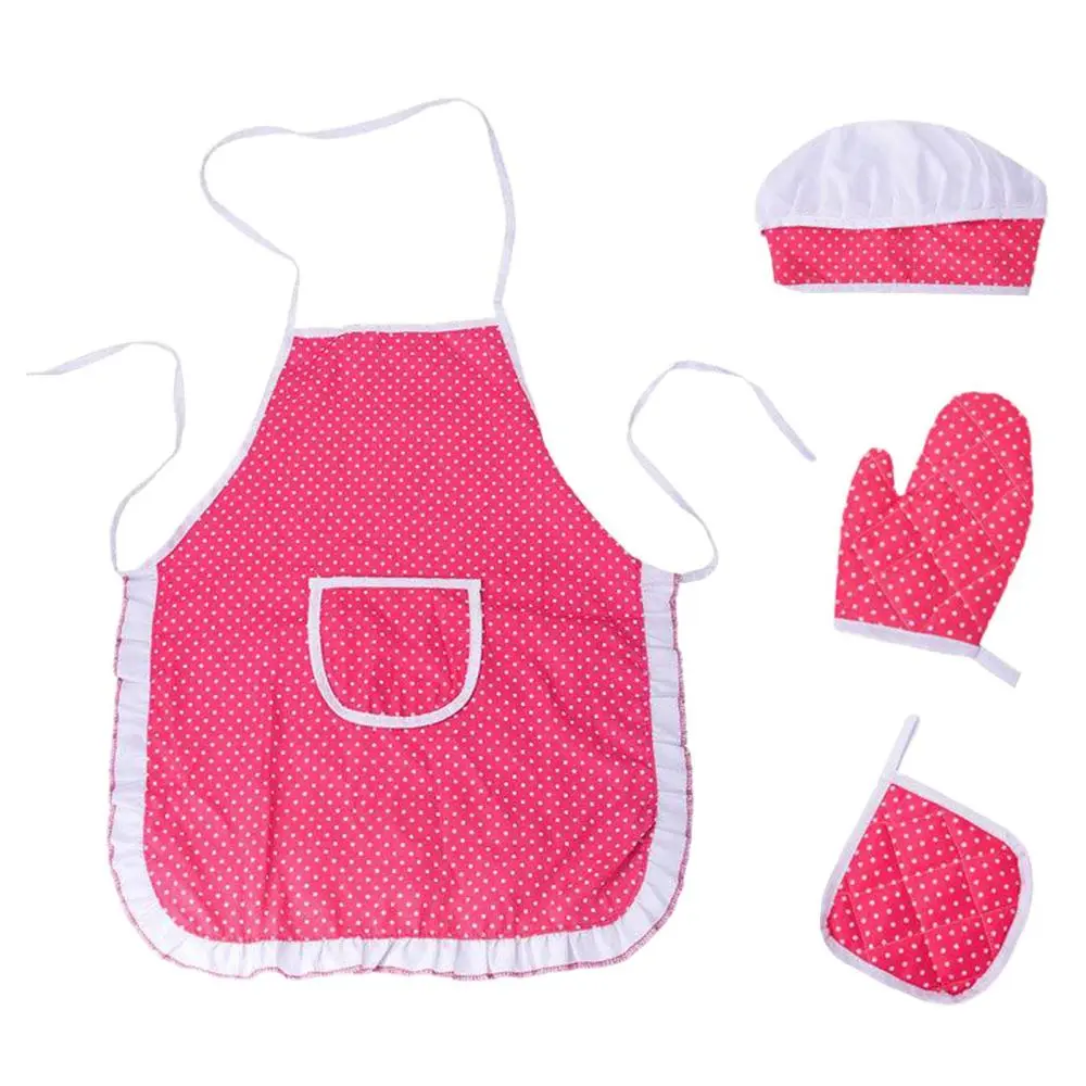 Children Chef Set DIY Cooking Baking Suit Toys Set New Pretend Play Clothes Apron Gloves Hat Cooker Gift For Children Girl