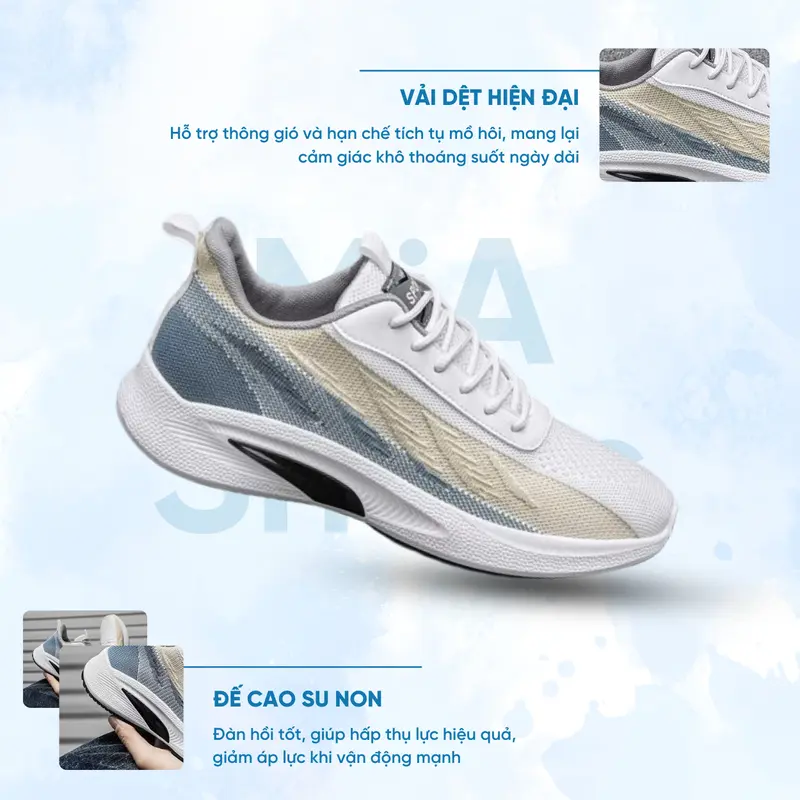 Giày Thể Thao Nam SEA Đế Đàn Hồi Cao Chống Trơn Rượt Êm Ái Form Ôm Sát Kiểu Dáng Đơn Giản Hiện Đại 1