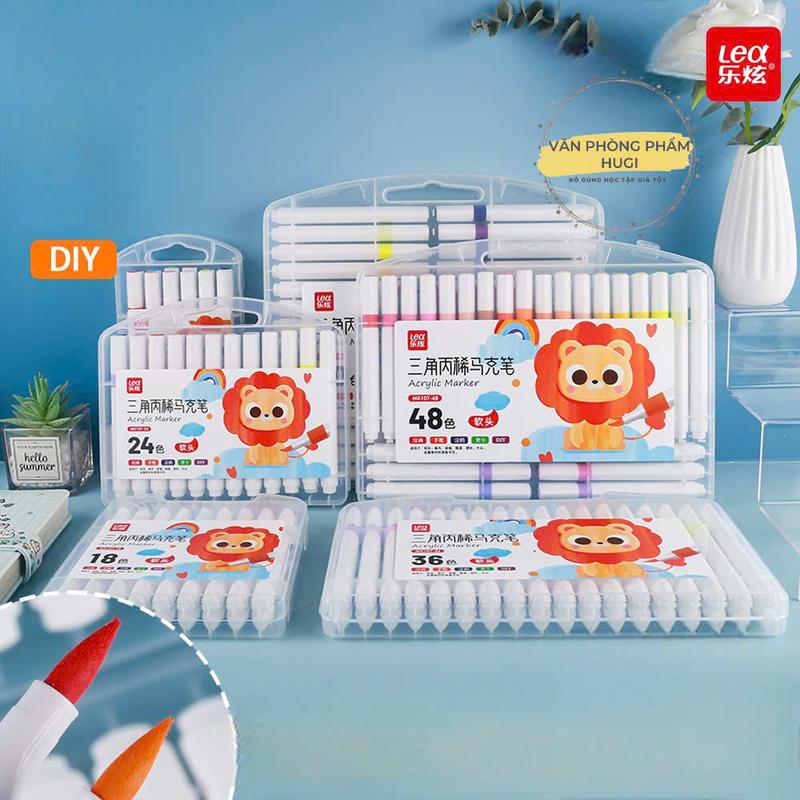 Bút Lông Màu Acrylic Marker LEX Chất Lượng Tốt 12/18/24/36/48/60 Màu – Viết Trên Mọi Chất Liệu, Màu Đẹp, Mực Tươi Đậm Đều