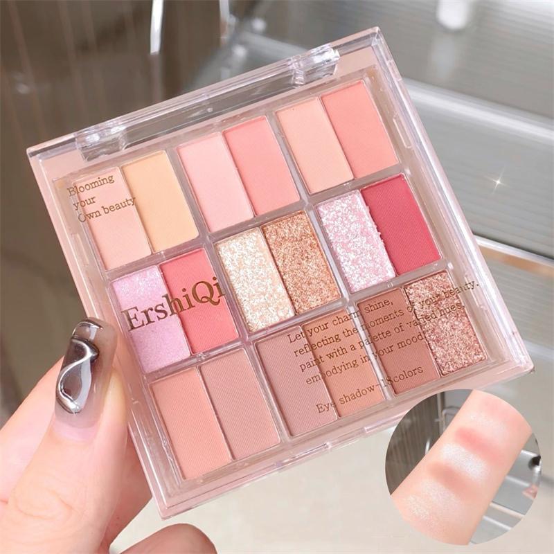 Product Introduction of 18 Color Eyeshadow Palette Glitter Pearly Eyeshadow Palette Long Lasting Korean Charming Eye MakeUp Palette Cosmetics for Women Powder Silky Cocoa 24