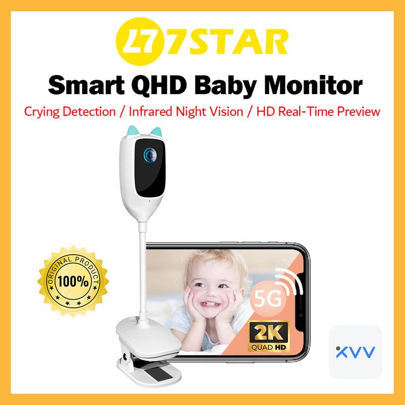 7StarHQ 2K QHD Smart Baby Monitor Crying Sensor 150° Ultra Wide ...